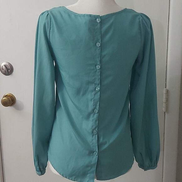 Xhilaration Women's Blue Cut Out Blouse XS Bohemian Castlecore Corporate Siren - Picture 4 of 9